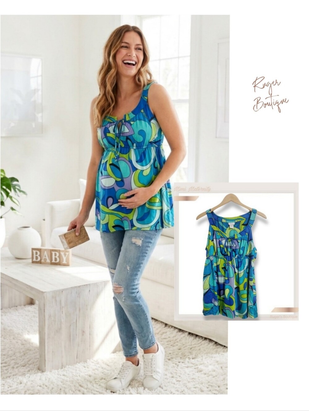 🌿Mimi Maternity Vintage Silk Blend Boho Retro Blouse - Women's Large